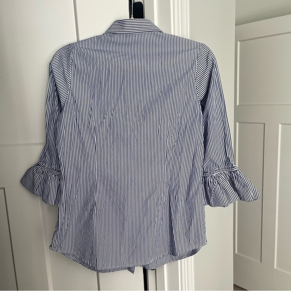 Gretchen Scott Button Down Blue White Stripe Priss Blouse - Picture 5 of 5